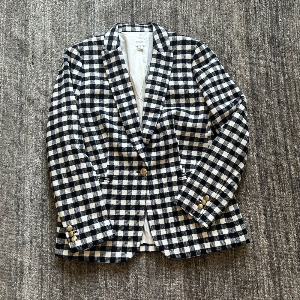 J. Crew Black and White Checkered Blazer
